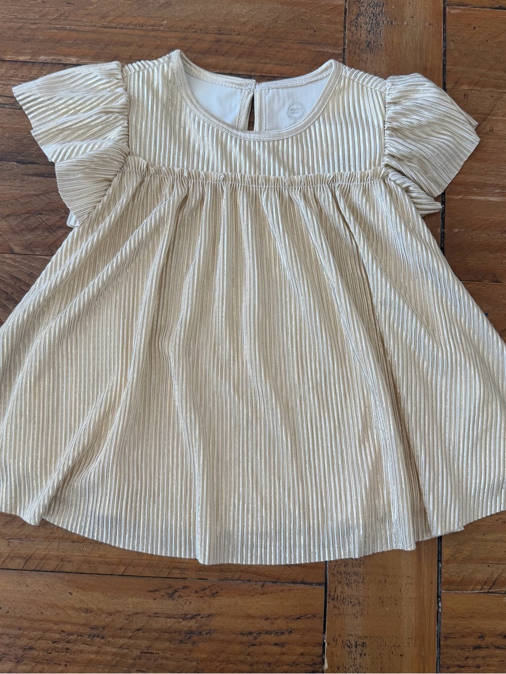 wonder nation Shimmery Cream Short Sleeve Baby Dress